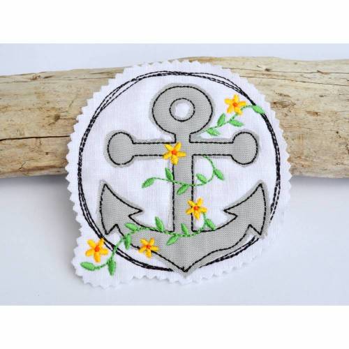 Stickdatei Anker Blumenranke doodle verschiedene Größen 