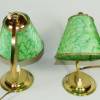 50er Jahre Tischlampen Paar Leuchten klein Nachtlicht Messing Tütenschirm gold grün fifties Jahre vintage Bild 3