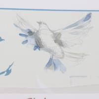 Glückwunschkarte zur Kommunion - Taube, blau - weiß Bild 2
