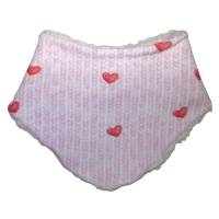 Baby-Halstuch (Teddy) mit Herzchen auf rosa Strick Bild 1