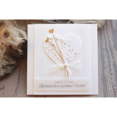 Hochzeitskarte, Glückwunschkarte zur Goldenen Hochzeit, gold, weiß