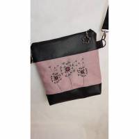 Handtasche Pusteblume Umhängetasche  Pusteblume rosa schwarz  Kunstleder mit Anhänger Tasche Geschenk Bild 1