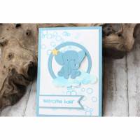 Glückwunschkarte zur Geburt mit Elefant-Motiv, Babykarte, Karte zur Taufe Bild 1