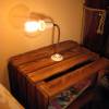 Vintage NACHTTISCH Beistelltisch mit Retro LAMPE Rustikaler Nachtschrank aus einer alten OBSTKISTE Nachtschränkchen Holz Apfelkiste Kommode Bild 6