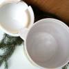 Vintage Dose Keramik XL Bowle Rumtopf mit Deckel Zitronen weiß Vorratsbehälter Töpferware Handarbeit Bild 3