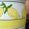 Vintage Dose Keramik XL Bowle Rumtopf mit Deckel Zitronen weiß Vorratsbehälter Töpferware Handarbeit Bild 7