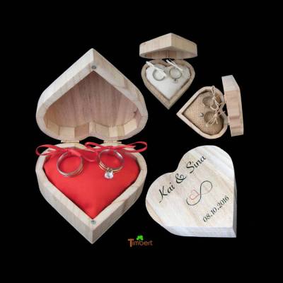 Hochzeit Rustikale RINGBOX Natur Ringkissen aus Holz alternative für Eheringe Herz Ringkästchen Romantische Holzbox Ringschatulle Valentin