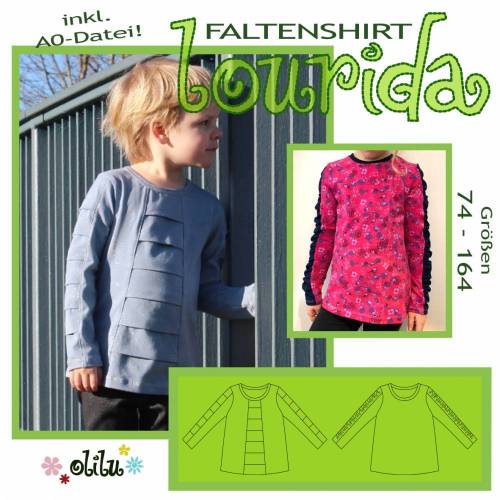 Faltenshirt LOURIDA - Langarmshirt - 74-164 - olilu Schnittmuster - Nähanleitung
