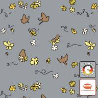Vlies Bordüre: Kleine Romantik Blüten mit Tauben - optional selbstklebend - 12 cm Höhe Bild 1