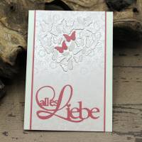 Glückwunschkarte zur Hochzeit - Schmetterlingsschwarm, altrosa, rosé Bild 1
