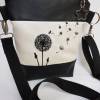 Kleine Handtasche Pusteblume weiss  Umhängetasche Dandelion weiss schwarze Tasche mit Anhänger Kunstleder Bild 3