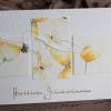 Glückwunschkarte zum Geburtstag - gelbe Blüten und Schmetterlinge, Glücksklee Bild 1