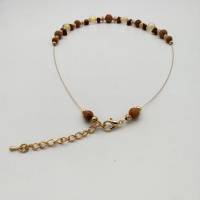 Naturstein Perlen - Halskette in braun gold, 45cm lang plus Verlängerungskette Bild 4