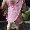 reduziert - Mädchenschürze Kinderschürze Größe 104 - rosa Punkte auf braun Bild 5