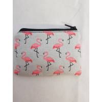 Geldbörse Schlüsselmäppchen Flamingo grau  portemonnaie Geldtasche Beutel  Schlüsselmäppchen Schlüsseletui Bild 1