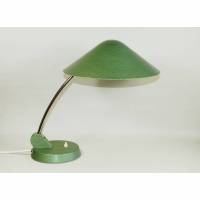 50er Jahre Tischlampe 44 cm Leuchte schlicht modern Büro Werkstatt grün Hammerschlag mid century fifties vintage Bild 1