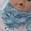 Dreieckstuch Baby Spucktuch Lätzchen Halstuch Schal Baumwolltuch blau weiß meliert gestrickt handgestrickt Bild 4
