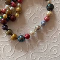 RESERVIERT: Perlenkette bunt mit Extralänge: 46 cm, Magnetverschluss Si925, Geschenk für Frauen, Zuchtperlen Bild 3