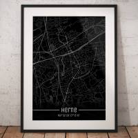 Stadtplan HERNE - Just a Black Map I Digitaldruck Stadtkarte citymap City Poster Kunstdruck Stadt Karte Bild 1