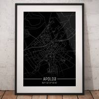 Stadtplan APOLDA - Just a Black Map I Digitaldruck Stadtkarte citymap City Poster Kunstdruck Stadt Karte Bild 1