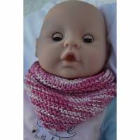 Dreieckstuch Baby Spucktuch Lätzchen Halstuch Schal Baumwolltuch rosa pink weiß meliert gestrickt handgestrickt Bild 1