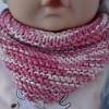 Dreieckstuch Baby Spucktuch Lätzchen Halstuch Schal Baumwolltuch rosa pink weiß meliert gestrickt handgestrickt Bild 4