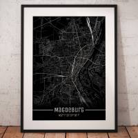 Stadtplan MAGDEBURG - Just a Black Map I Digitaldruck Stadtkarte citymap City Poster Kunstdruck Stadt Karte Bild 1