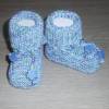 Baby-Strickschuhe hellblau-bunt 9 cm Bild 4