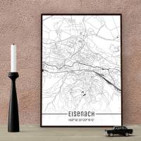 Stadtplan EISENACH - Just a Map I Digitaldruck Stadtkarte citymap City Poster Kunstdruck Stadt Karte Bild 1