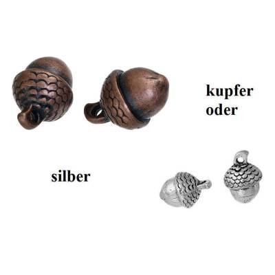 20 Stück Anhänger Eicheln , Nüsse, kupferfarben, silberfarben,