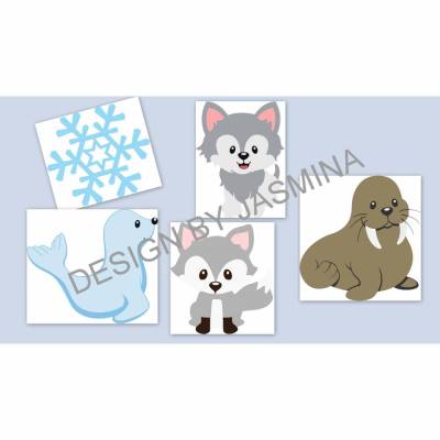Plotterdatei Nordpol Fuchs Wolf Husky Robbe Walross   / SVG Set