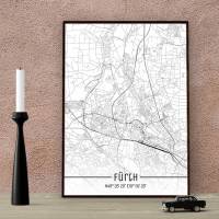 Stadtplan FÜRTH - Just a Map I Digitaldruck Stadtkarte citymap City Poster Kunstdruck Stadt Karte Bild 1