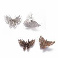 Anhänger, Schmetterling in 3D-Optik, silber oder bronzefarben, mit kleinem Strasstein Bild 1