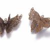 Anhänger, Schmetterling in 3D-Optik, silber oder bronzefarben, mit kleinem Strasstein Bild 2