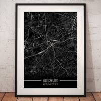 Stadtplan BOCHUM - Just a Black Map I Digitaldruck Stadtkarte citymap City Poster Kunstdruck Stadt Karte Bild 1