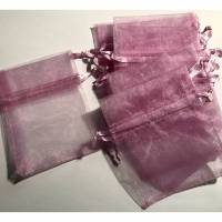 DIY: 10 x Organza-Schmuckbeutel-Säckchen rosa - 7,8 x 10 cm - mit Zugband Bild 1