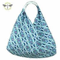 Origami-Tasche XXL Shopper Beutel japanische Einkaufstasche Bento-Bag sommerlich blau Bild 1