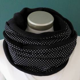 warmer Schal Loop Schal Damen Punkte schwarz weiß Schlauchschal Fleece