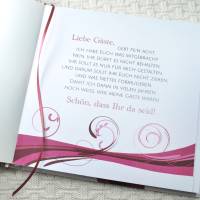 personalisiertes Gästebuch zur Kommunion mit Fischen und Wellen in Fuchsia / Beere / Pink mit oder ohne Gästefragen Bild 4