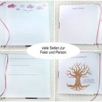 personalisiertes Gästebuch zur Kommunion mit Fischen und Wellen in Fuchsia / Beere / Pink mit oder ohne Gästefragen Bild 5