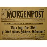 Original Historische Berliner Morgenpost Nr.102-Sonnabend,29.April 1939. Bild 1