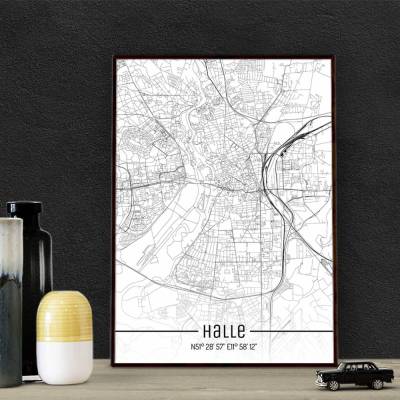 Stadtplan HALLE - Just a Map I Digitaldruck Stadtkarte citymap City Poster Kunstdruck Stadt Karte