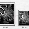 Stadtplan DÜSSELDORF - Just a Black Map I Digitaldruck Stadtkarte citymap City Poster Kunstdruck Stadt Karte Bild 5
