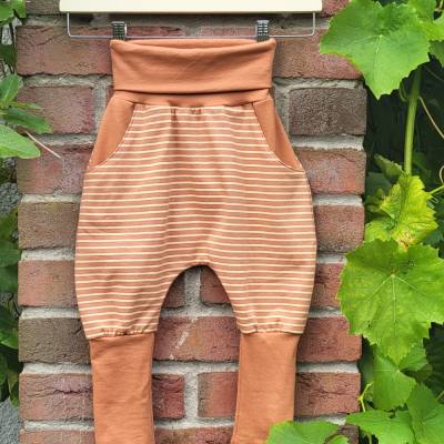 MITWACHS-HOSE Karamell gestreift aus BIO-Jersey