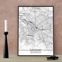 Stadtplan HANNOVER - Just a Map I Digitaldruck Stadtkarte citymap City Poster Kunstdruck Stadt Karte Bild 1