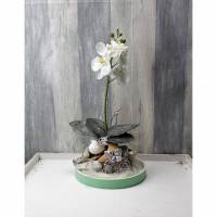 Tischgesteck, Gesteck mit weißer Orchidee, Orchideengesteck, Tischdekoration Bild 1
