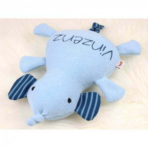 Kuscheltier * Samyfant mit Namen bestickt "Frottee hellblau-blau"