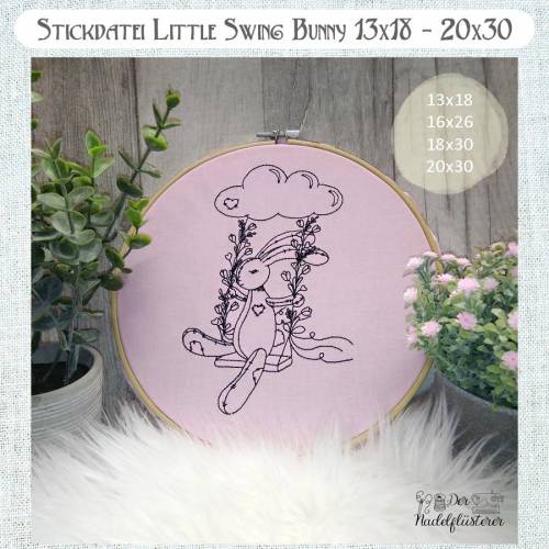 Digitale Stickdatei Little Swing Bunny  13x18 - 20x30 cm (5x7 - 8x12") Stickrahmen
