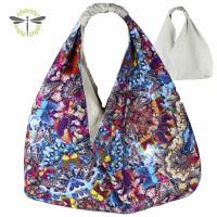 Origami-Tasche XXL Shopper Beutel japanische Einkaufstasche Bento-Bag bunte Schmetterlinge Bild 1