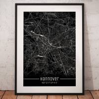 Stadtplan HANNOVER - Just a Black Map I Digitaldruck Stadtkarte citymap City Poster Kunstdruck Stadt Karte Bild 1